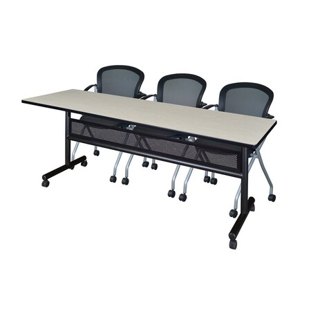 Kobe Rectangle FlipTop Table, 84" W, 29" H, Laminate Top, Maple MKFTM8424PL23BK